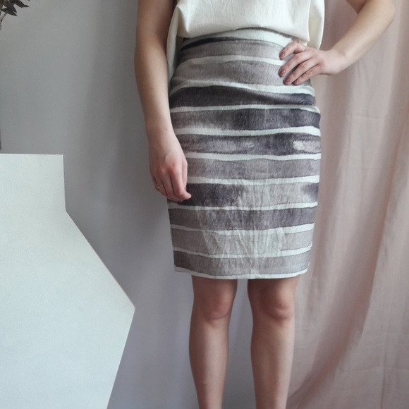 VALERIE DUMAINE Linen striped skirt M - Picture 1 of 6